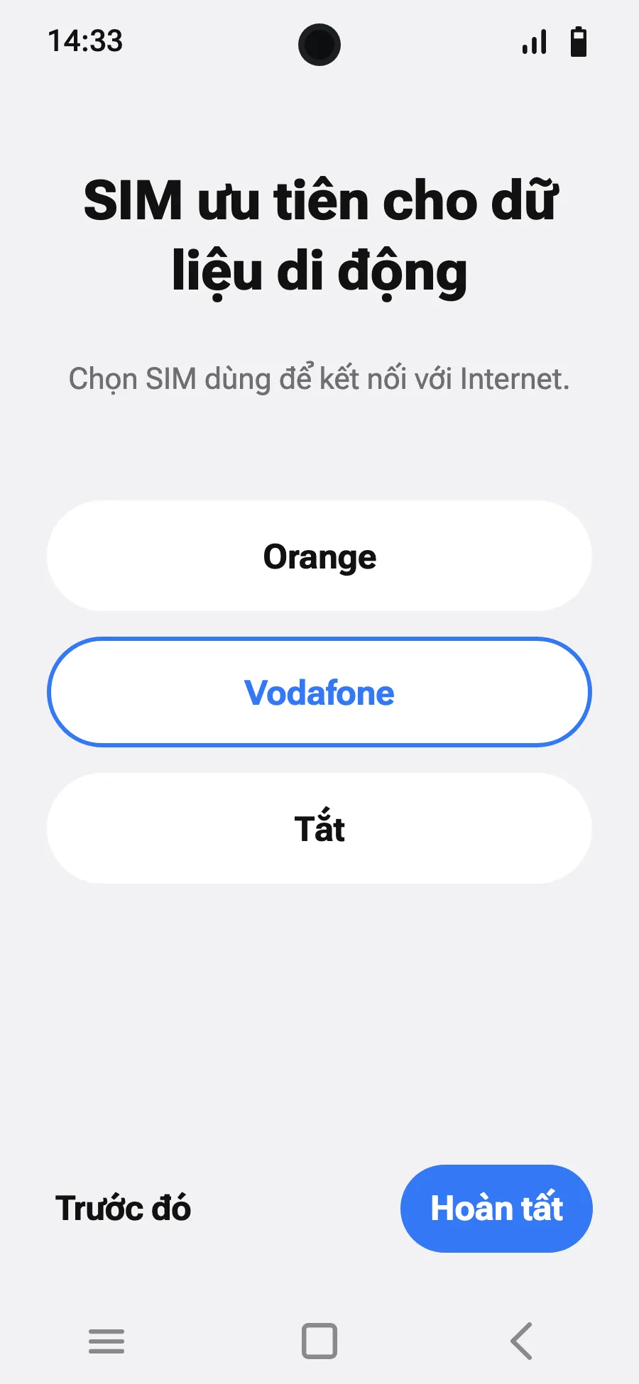 Chọn eSIM mới cho dữ liệu di động.