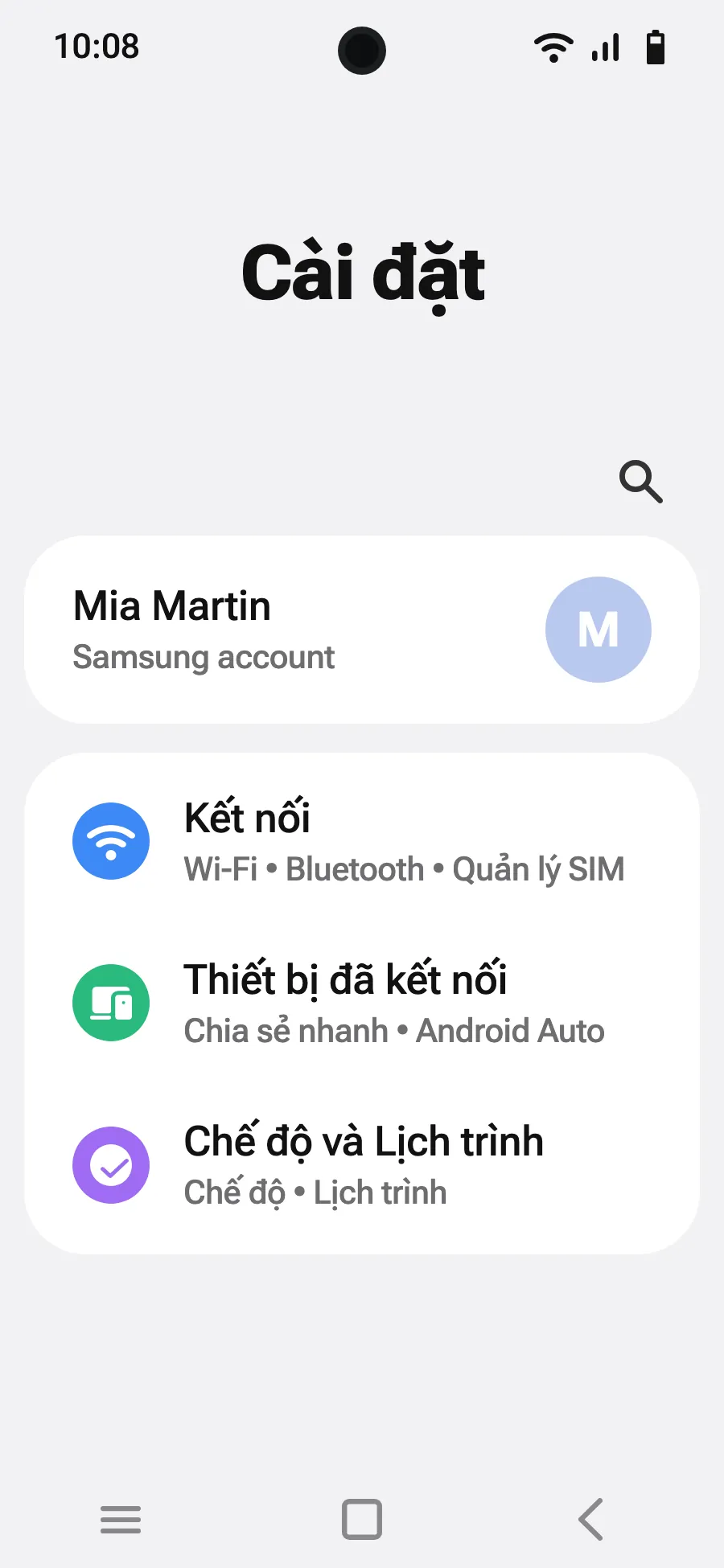 Mở Cài đặt, rồi Kết nối.